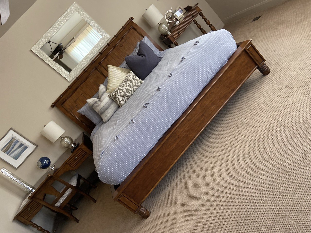 Perfectly made master bedroom